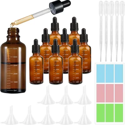 8er-Set 50 ml Braunglas-Pipettenflaschen mit Glaspipette