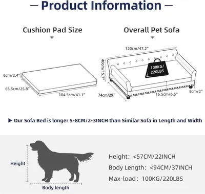 Image de Lit pour chien - Canapé pour chien - Lit pour chien sur pieds - Canapé pour chien - Fauteuil pour chien
