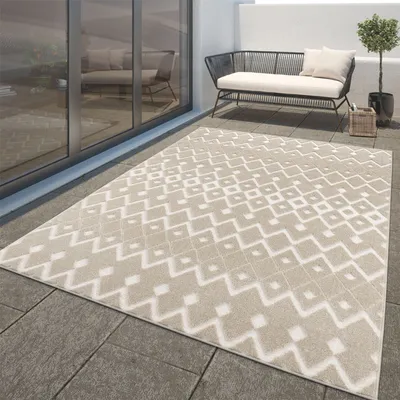 Produktbild von TT Home In-& Outdoor Teppich Wetterfest Balkon Teppich Küche Wohnzimmerteppich 3D Ethno Größe 60x100 cm