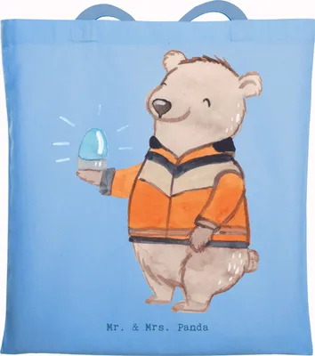 Produktbild von Mr. & Mrs. Panda Schultasche Rettungssanitäter Herz - Sky Blue - Geschenk, canvas tasche, Jutebeutel, Baumwollbeutel, Tragetasche, Einkaufstasche