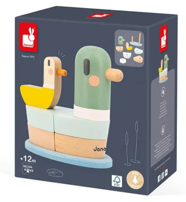 Produktbild von Janod Sweet Cocoon - Holz Stapelturm Ente - Lernspielzeug für Kinder