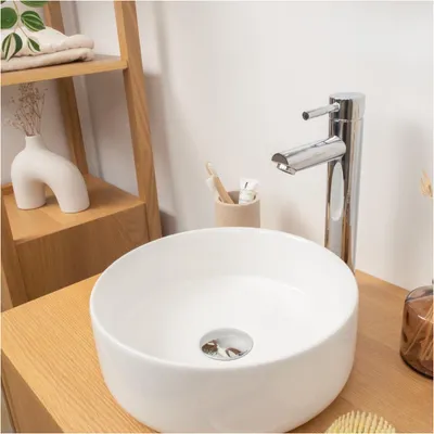 Produktbild von MII 30 cm rundes Aufsatzwaschbecken aus weißer Keramik