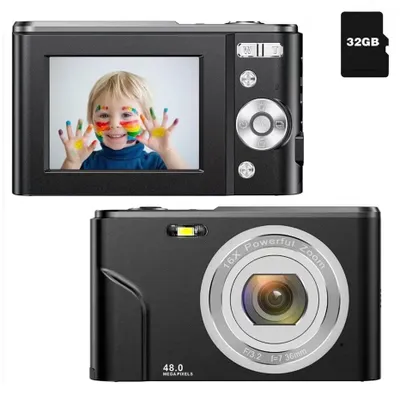Produktbild von INF Digitalkamera 48MP 16x Zoom, HD-Display, 2.4" IPS-Bildschirm, 32GB Speicherkarte Schwarz