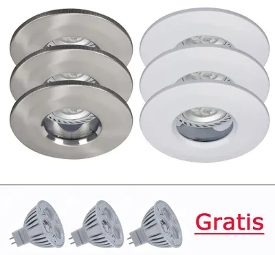 Productafbeelding van Paulmann Profi inbouwspots, LED, vast, IP65, 3x3,5W, 12V, GU5.3, ijzer/wit
