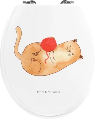 Produktbild von Mr. & Mrs. Panda Klobrille Katze Wolle - Weiß - Geschenk, Toilettenbrille, Toilettendeckel, Putzig, Cats, Klodeckel, WC Brille, Spielen, Sitz, Katzen, Cat