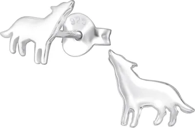 Produktbild von Ohrstecker 925 Sterling Silber mit heulendem Wolf
