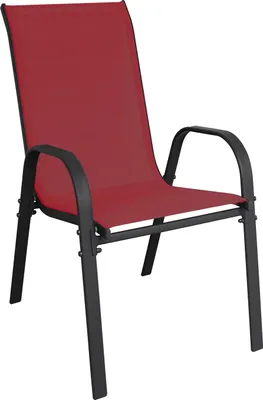 Image de Chaise d'extérieur Chaise de jardin empilable Métal Textile Rouge Bordeaux