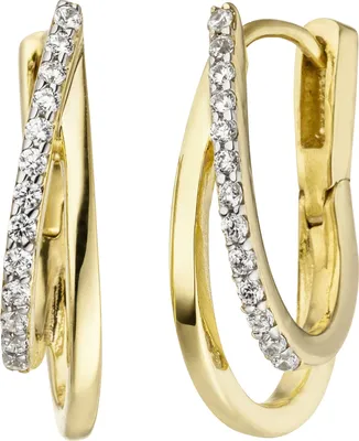 Produktbild von JOBO Creolen 375 Gold Gelbgold bicolor 26 Zirkonia Ohrringe Goldcreolen