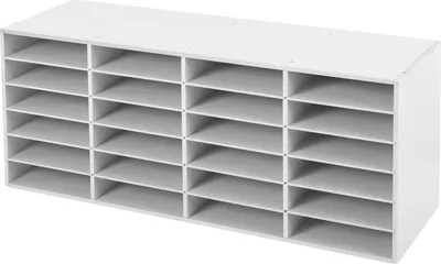 Produktbild von easybuy Büro-Organizer, 100x30x42cm, 24 Fächer, 6 Etagen, PVC, Weiß, verstellbare/entfernbare Regale, hohe Stabilität, 5kg Tragfähigkeit pro Einschub, leichte Reinigung, glatte Kanten, einfache Installation, modern, minimalistisch, rechteckig