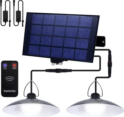 Zdjęcie produktu dla Zewnętrzna lampa solarna lampa wisząca z pilotem IP65 LED wodoodporna lampa wisząca ogrodowa z 2 lampami