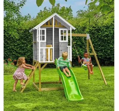 Image de Zwerkules Valli 2 Maison d'enfants sur pilotis avec toboggan et balançoire en bois