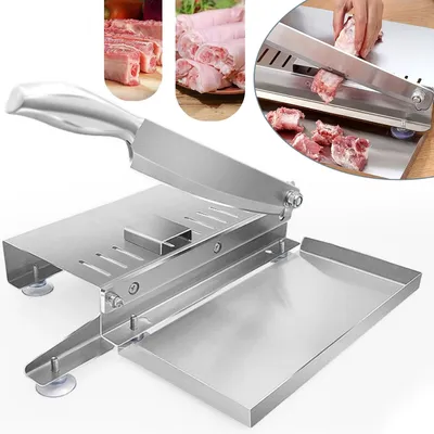 Produktbild von Fleischschneider, Edelstahl-Rippchen Fleischschneider, Allesschneider, für Küche, Gefrorenes Fleisch, Gemüse, Knochen