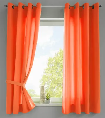 Produktbild von 2er Set Vorhänge Schal Ösen »Berlin« HxB 175x140 cm Orange Blickdicht Microsatin Lichtdurchlässig Uni Matt, 20405N2