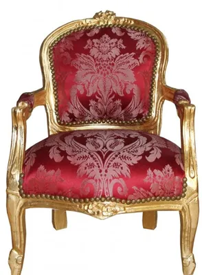 Produktbild von Casa Padrino Barock Kinderstuhl im Antik Stil - Bordeauxrot Muster mit Gold - 51 x 71 cm