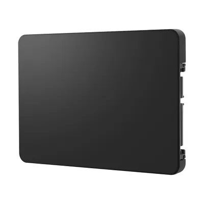 A black 2.5-inch SSD hard drive is shown against a white background.