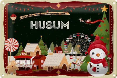 Produktbild von Blechschild Weihnachten Grüße aus HUSUM 30x20cm