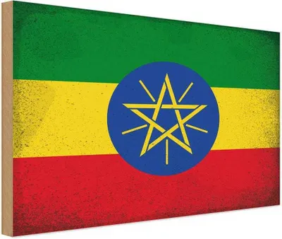 Produktbild von vianmo Holzschild 20x30 cm Äthiopien Ethiopia Vintage Flagge Fahne Wappen