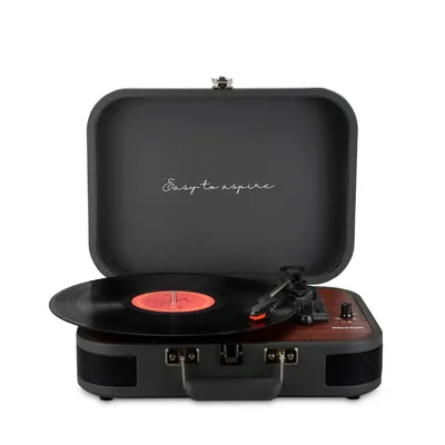 Produktbild von Plattenspieler mit lautsprecher PRIXTON VC600, Schallplattenspieler mit Bluetooth und Encoding-Funktion, Vinyl-Player, Radio FM, USB Port, Dunkelgrau