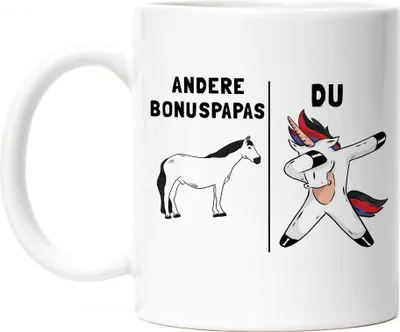 Produktbild von Andere Bonus-Papas Du Tasse bester Vater Papa Stiefvater Einhorn Lustig Geburtstag Vatertag Bonuspapa Geschenk