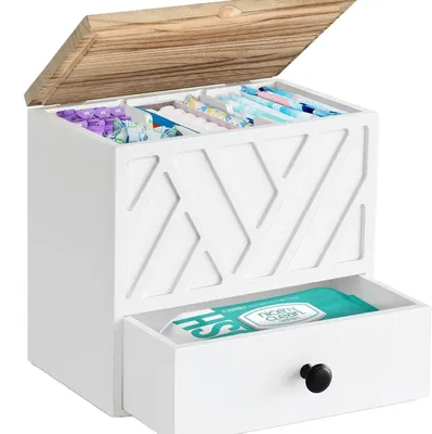 Produktbild von Toilettenartikelhalter mit Schublade für Badezimmer Weiß