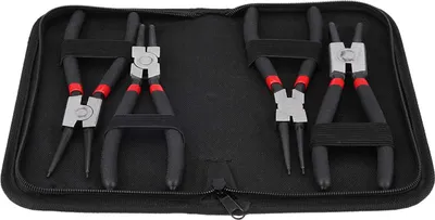 Produktbild von Innere und äußere Sicherungsringzangen - 4 Stück - 7 Zoll Sicherungsringzangen - Gerade elastische Ringzangen Werkzeuge - Innere gebogene äußere Verwendung