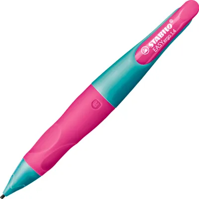 Produktbild von Ergonomischer Druck-Bleistift für Rechtshänder - STABILO EASYergo 1.4 in türkis/neonpink - Einzelstift - inklusive 3 dünner Minen - Härtegrad HB