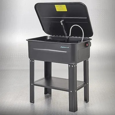 Produktbild von Teilewaschgerät 90 Liter - Teilewaschtisch mit elektrischer Pumpe, flexiblem Sprühschlauch & Spülgitter - 230V, 77 x 54 x 95 cm, 28 kg, Schwarz