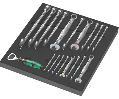 Productafbeelding van 9731 Schuimrubberen inlegplaat, 6003 Joker set, 19-delig (zwart/grijs, set ratelmoersleutels, in schuimrubberen inlegplaat voor werkbankwagen)