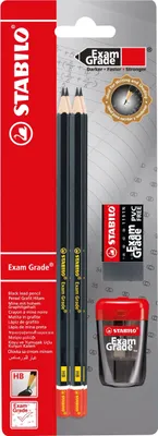 Produktbild von Bleistift-Set - STABILO Exam Grade Bleistift - Härtegrad HB - 4er Pack - inklusive Spitzer und Radiergummi