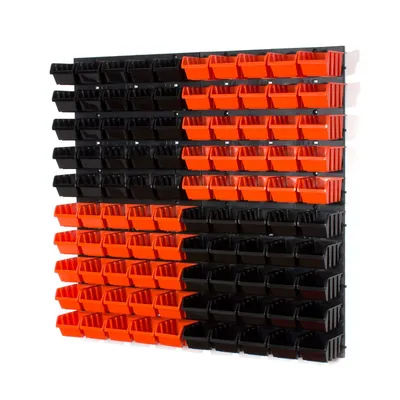 Image de 100 bacs gerbables avec étagère murale 80 x 80 cm | étagère murale de stockage