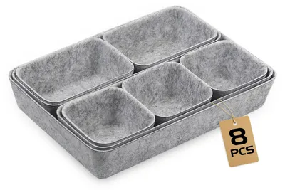 Schubladen-Organizer-Set aus Filz, 8-teilig, modular, lichtgrau