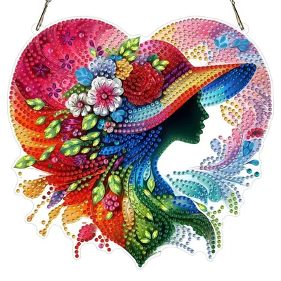 Produktbild von 5D Diamond Painting Anhänger Set Blumen Fensterbilder Bastelset Erwachsene Kinder