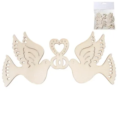 Produktbild von Holz Streudeko Taubenpaar zur Hochzeit, 12 tlg.