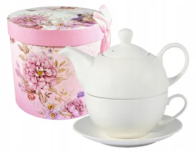 Zdjęcie produktu dla Zestaw do herbaty porcelanowa filiżanka czajniczek 400ml pudełko prezentowe
