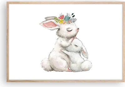 Produktbild von Gerahmtes Poster - Rahmen in heller Eiche - Kaninchen Hase Kinder - 91,5x61 cm - Wand Bild - Wanddeko - Wandbilder - Kunstposter - Wandposter - Bilderrahmen - Bilder - Kunstdruck - P2NAA91x61-4725