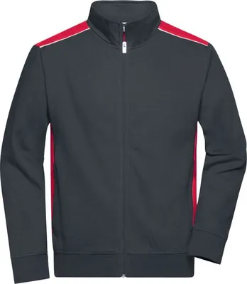 Produktbild von Sweat-Jacke mit Stehkragen und Kontrasteinsätzen carbon/red, Gr. 5XL