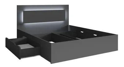 Produktbild von Schlafzimmer Komplett Finyo in Farbe Graphitgrau 5-teilig mit Bett 180 cm
