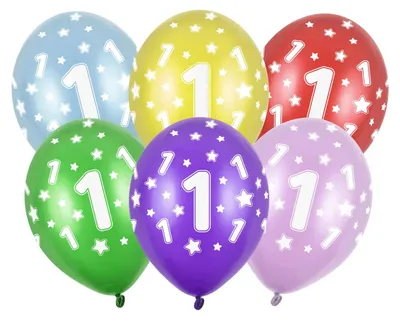 Luftballons 1. Geburtstag, bunt, Ø 30 cm, 6 Stück