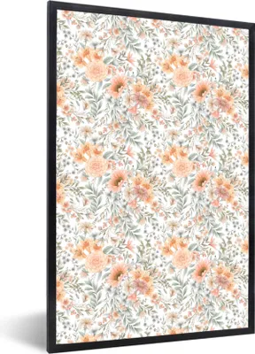 Produktbild von MuchoWow® MuchoWow® Gerahmtes Poster Blumen - Muster - Pastell 20x30 cm - Poster mit zchwarzem Bilderrahmen - Drucken - Bilder Poster im Rahmen