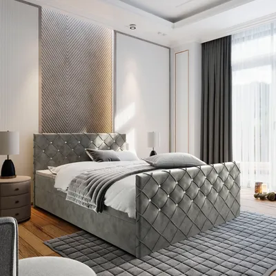 A bedroom setting with a bed as the main focus.