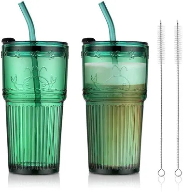 Produktbild von Grüne gerippte Gläserbecher 550ml Set