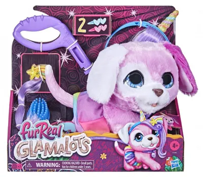 Produktbild von Hasbro Furreal Glamalots Interaktiver Hund an der Leine mit Zubehör Rosa