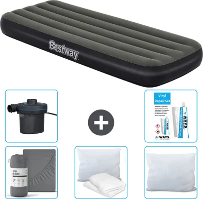 Zdjęcie produktu dla Materac dmuchany Bestway - 1 osoba - 76 x 185 x 25 cm - Zielony - w zestawie akcesoria