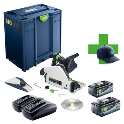 Image de Festool TSC 55 KEB-Basic 100Y Limited Edition Scie plongeante sans fil 18 / 36 V ( 2x 18 V ) 160 mm Brushless + 2x batterie 8,0 Ah + chargeur + Systainer