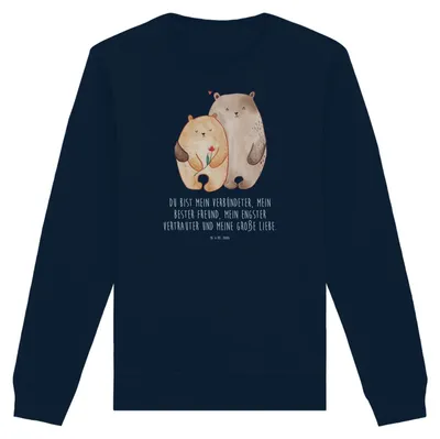 Produktbild von Mr. & Mrs. Panda Bio Sweatshirt Bären Liebe Größe XXL - French Navy - Geschenk, Pullover, Freundin, Pulli, Verknallt, Blume, Bär, Sweater, Hochzeitstag, Baumwoll