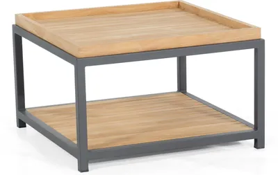Produktbild von Lounge-Tisch Squarre 72x72x45 cm mit Teakholzplatte