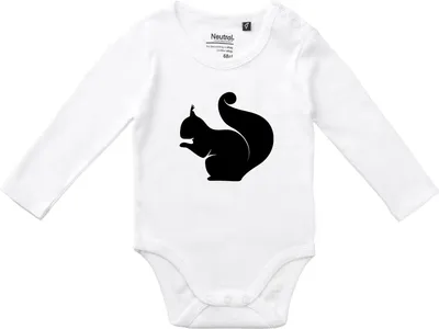 Produktbild von Huuraa Baby Body Eichhörnchen Silhouette 74 White  Baumwolle Fairtrade Langarmbody Geschenkidee