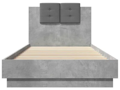 Produktbild von vidaXL Bettgestell mit Kopfteil und LED-Leuchten Betongrau 100x200 cm