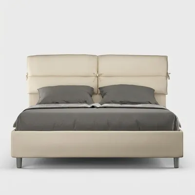 Produktbild von ITYHOME - Gepolstertes Bett mit Bettkasten 160x190 mit Kunstlederbezug Taubengrau Nandy