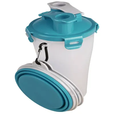 Image de FLAMINGO 2-en-1 Gobelet de voyage pour animaux de compagnie pour eau/nourriture Trinka bleu